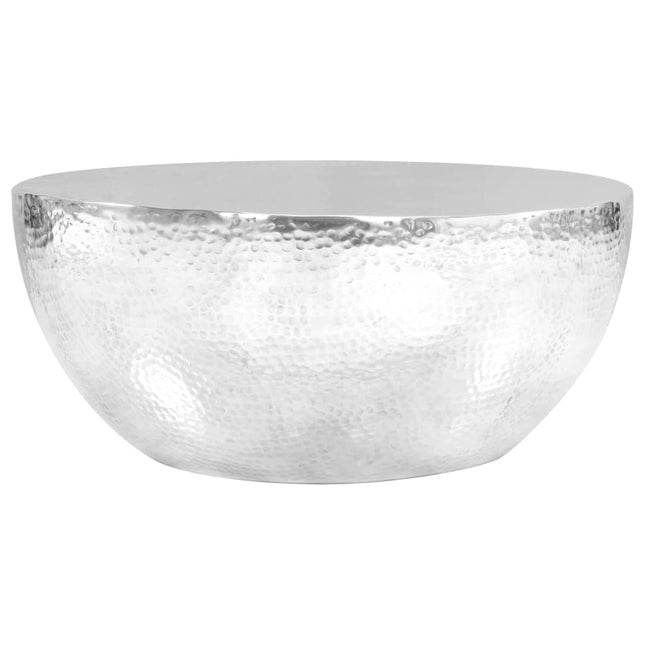Tavolino da Salotto in Alluminio Martellato 70x30 cm Argento