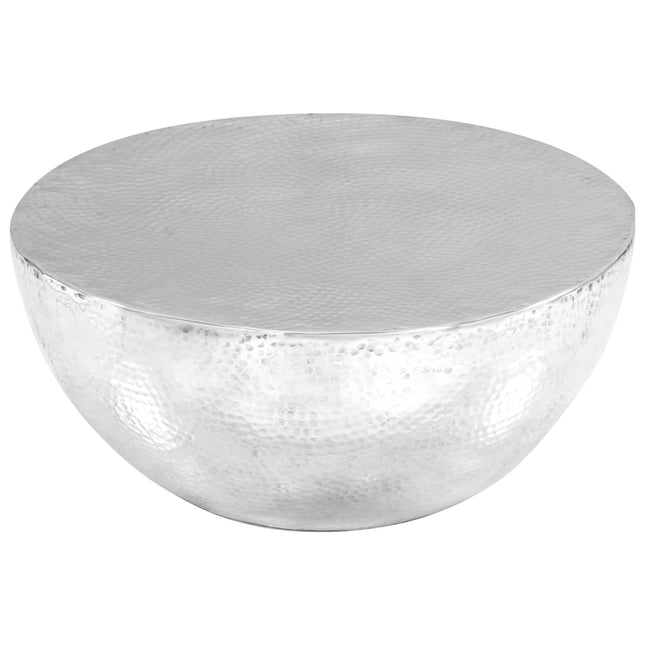 Tavolino da Salotto in Alluminio Martellato 70x30 cm Argento