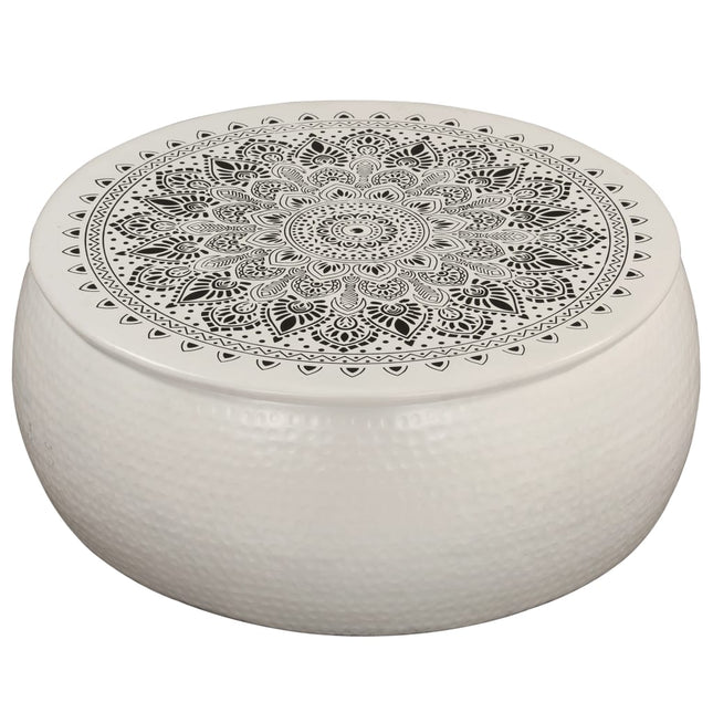 Tavolino da Salotto in Alluminio Martellato 70x30 cm Bianco