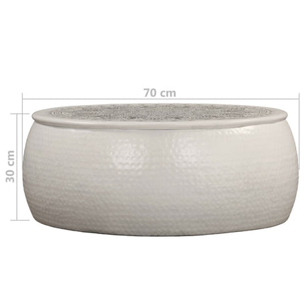 Tavolino da Salotto in Alluminio Martellato 70x30 cm Bianco