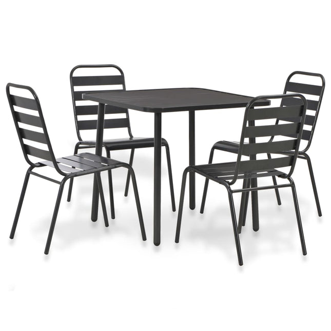 Set da Pranzo da Giardino 5 pz in Acciaio Grigio Scuro