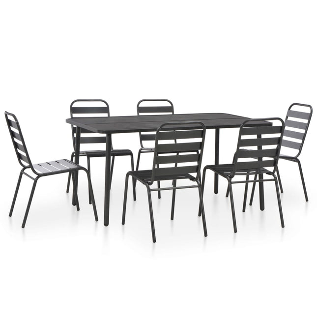 Set da Pranzo da Giardino 7 pz in Acciaio Grigio Scuro
