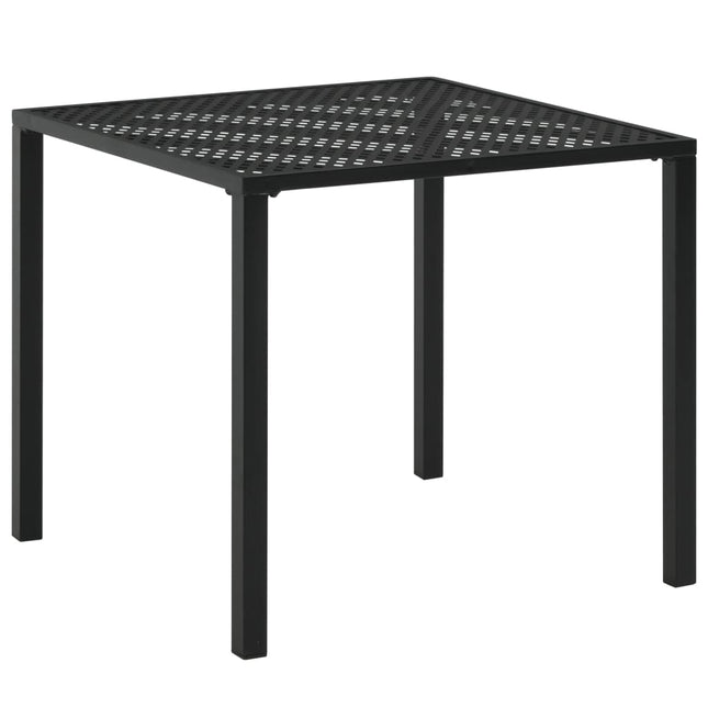 Tavolo da Giardino Nero 80x80x72 cm in Acciaio