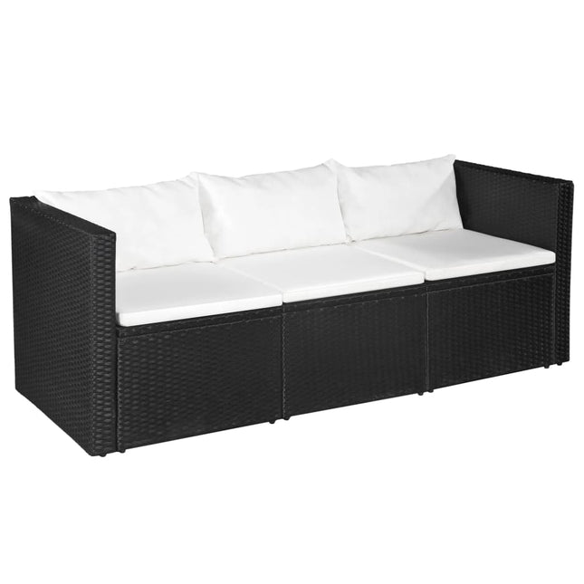 Set Divani da Giardino 4 pz in Polyrattan Nero e Bianco