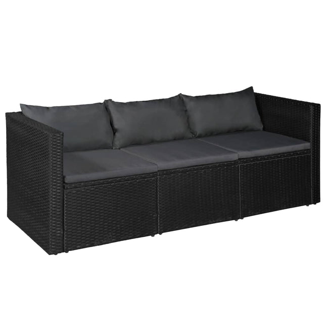 Set Divani da Giardino 4 pz in Polyrattan Nero e Grigio
