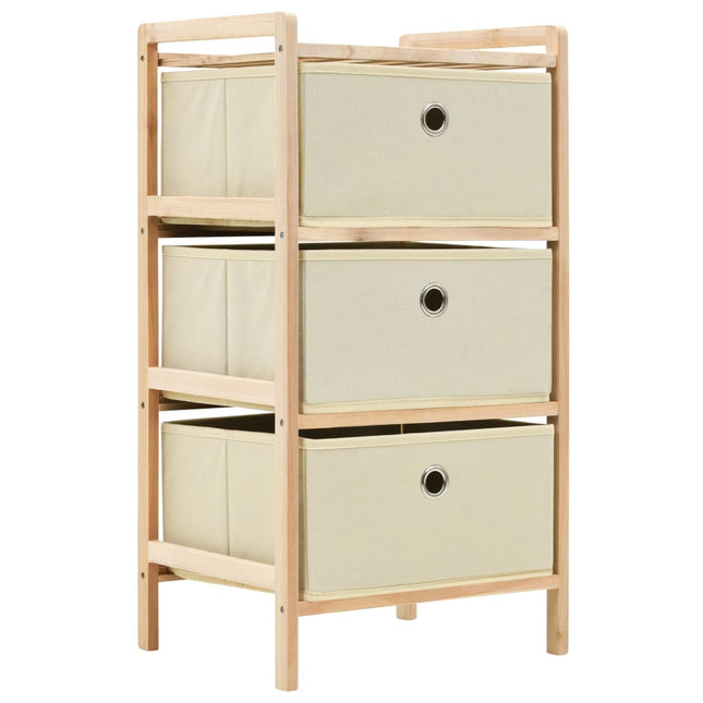 Scaffale con 3 Cesti in Tessuto in Legno di Cedro Beige
