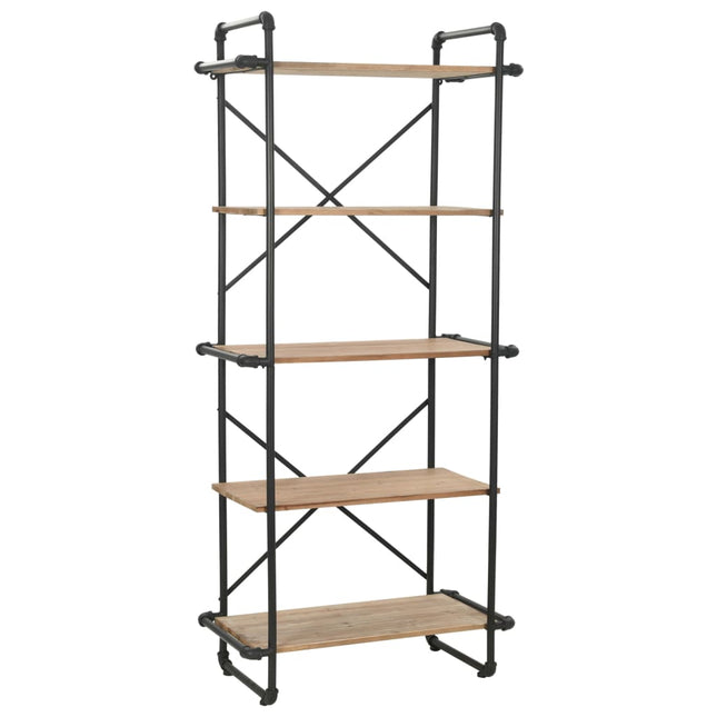 Libreria in Legno Massello di Abete e Acciaio 80x42x180 cm