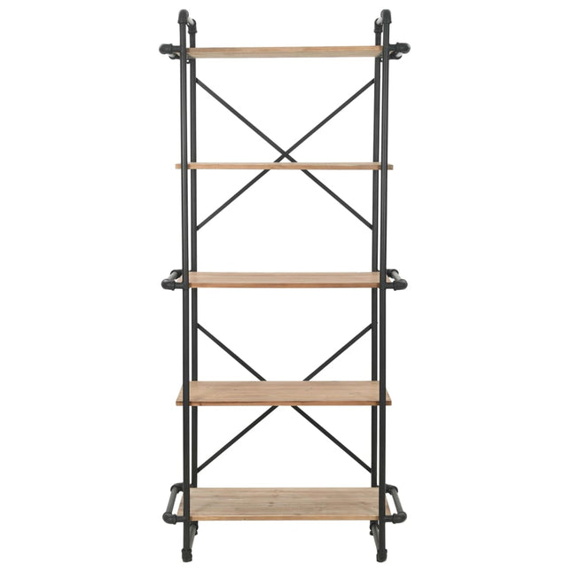 Libreria in Legno Massello di Abete e Acciaio 80x42x180 cm