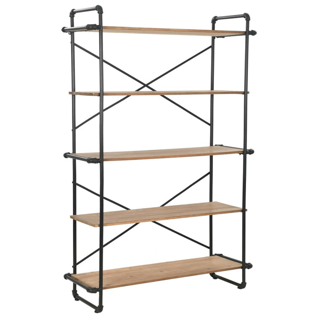 Libreria in Legno Massello di Abete e Acciaio 120x42x180 cm