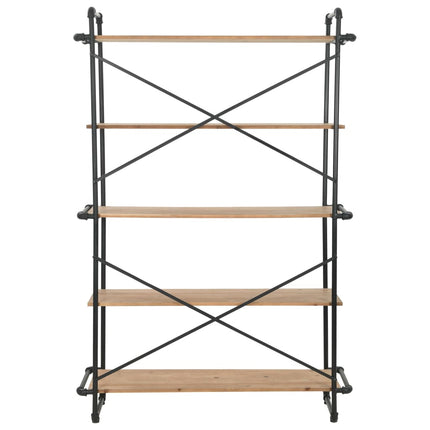 Libreria in Legno Massello di Abete e Acciaio 120x42x180 cm