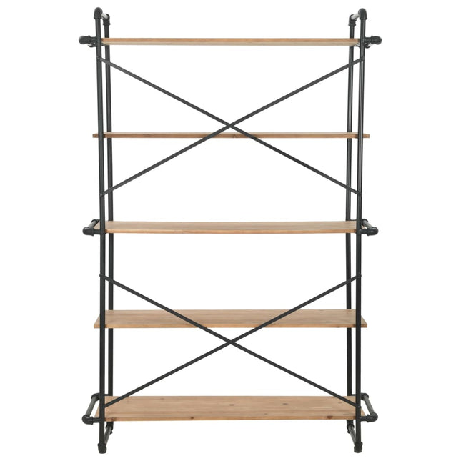 Libreria in Legno Massello di Abete e Acciaio 120x42x180 cm