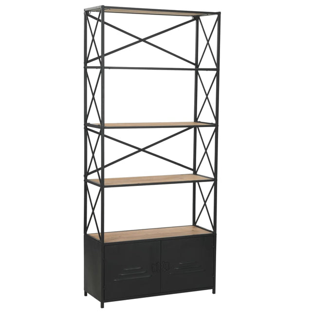 Libreria in Legno Massello di Abete e Acciaio 80x32,5x180 cm