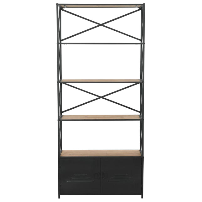 Libreria in Legno Massello di Abete e Acciaio 80x32,5x180 cm