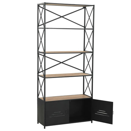 Libreria in Legno Massello di Abete e Acciaio 80x32,5x180 cm