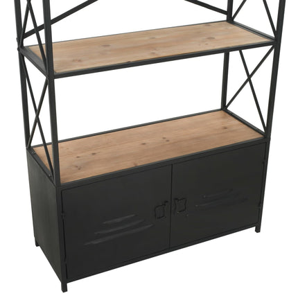 Libreria in Legno Massello di Abete e Acciaio 80x32,5x180 cm