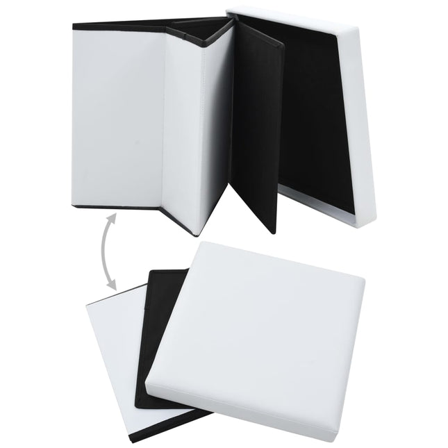 Sgabello Pieghevole con Contenitore Bianco in Similpelle