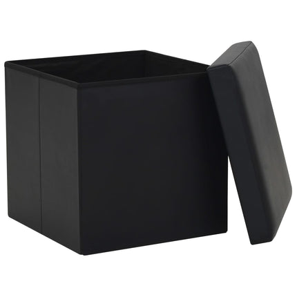 Sgabelli Pieghevoli con Contenitore 2 pz Neri in Similpelle