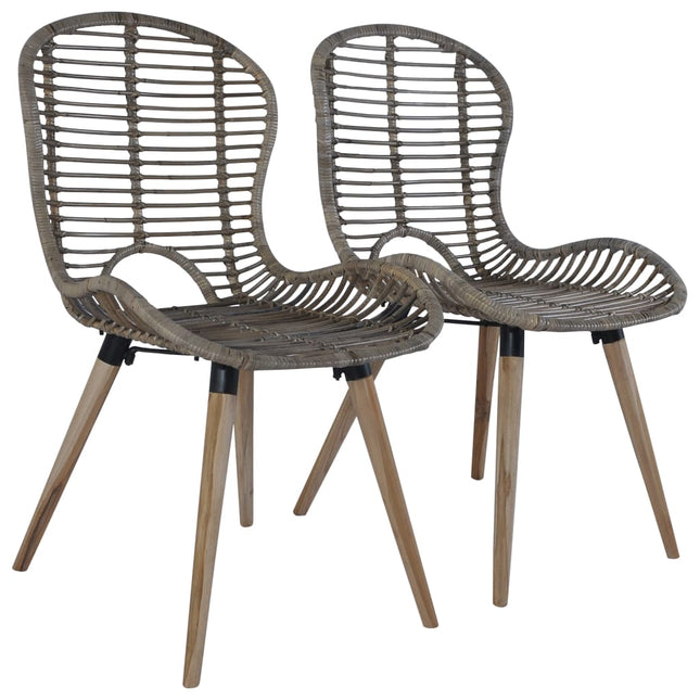 Sedie da Pranzo 2 pz Marroni in Rattan Naturale