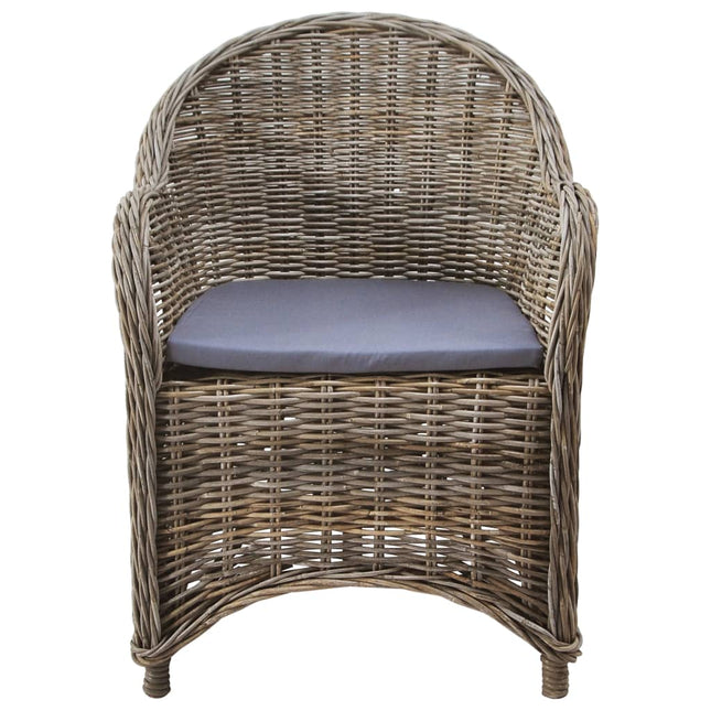 Sedie da Esterno 2 pz con Cuscini in Rattan Naturale