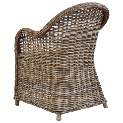 Sedie da Esterno 2 pz con Cuscini in Rattan Naturale