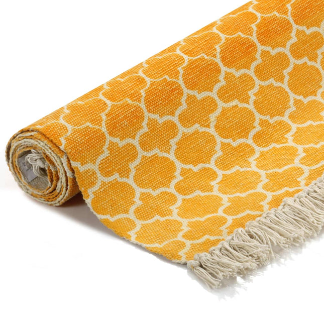 Tappeto Kilim in Cotone 160x230 cm con Motivi Gialli
