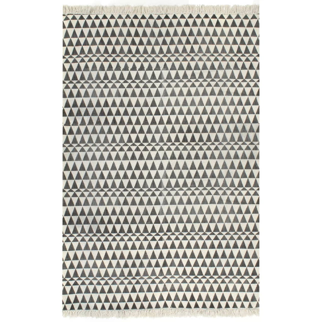 Tappeto Kilim in Cotone 120x180 cm con Motivi Bianchi/Neri