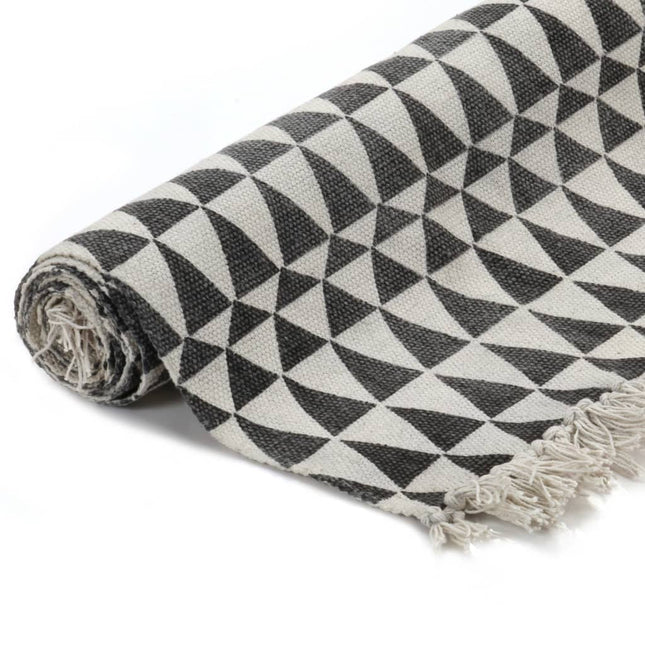 Tappeto Kilim in Cotone 120x180 cm con Motivi Bianchi/Neri