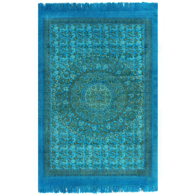 Tappeto Kilim in Cotone 160x230 cm con Motivi Turchese