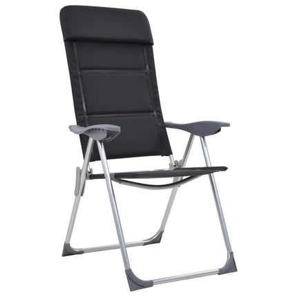 Sedie da Campeggio 2 pz in Alluminio Nero 58x69x111 cm