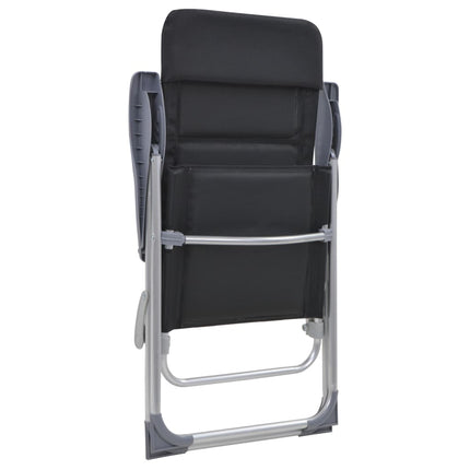 Sedie da Campeggio 2 pz in Alluminio Nero 58x69x111 cm