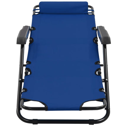 Lettini Prendisole 2 pz Pieghevoli con Poggiagambe Acciaio Blu