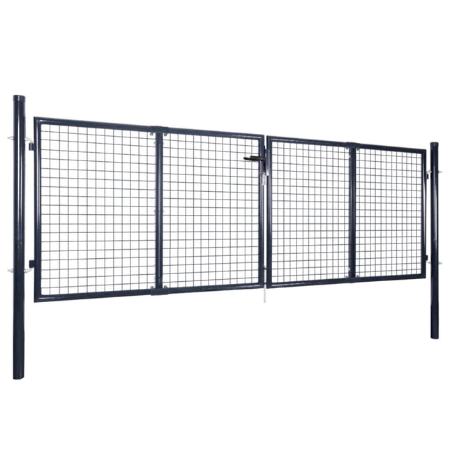Cancello per Giardino Rete in Acciaio Zincato 289x100 cm Grigio