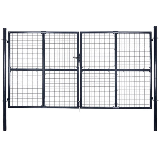 Cancello per Giardino Rete in Acciaio Zincato 289x150 cm Grigio