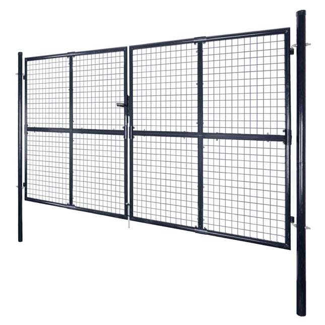 Cancello per Giardino Rete in Acciaio Zincato 289x200 cm Grigio