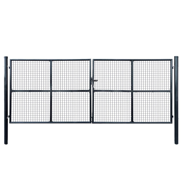 Cancello per Giardino in Acciaio Zincato 400x150 cm Grigio