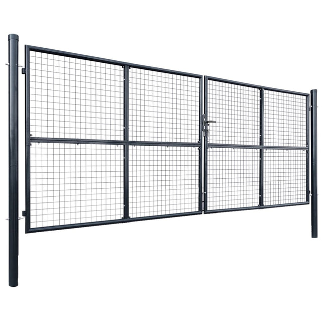 Cancello per Giardino in Acciaio Zincato 400x150 cm Grigio