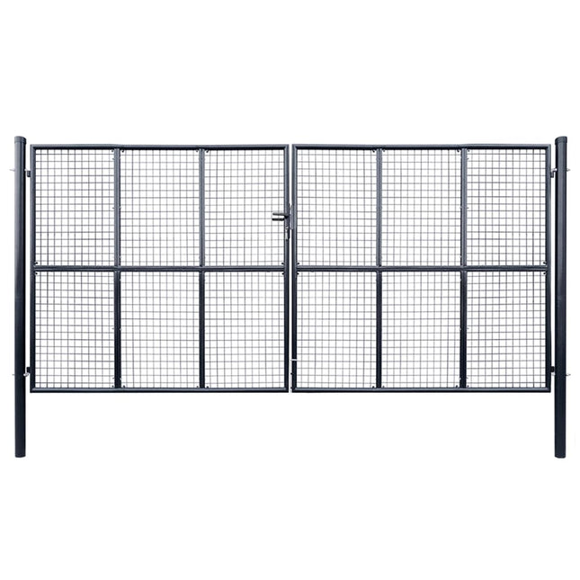 Cancello per Giardino in Acciaio Zincato Grigio 400x175 cm