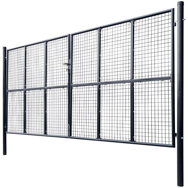 Cancello per Giardino in Acciaio Zincato Grigio 400x175 cm
