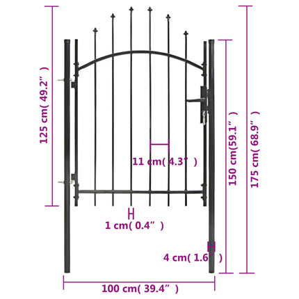 Cancello da Giardino in Acciaio 1x1,75 m Nero