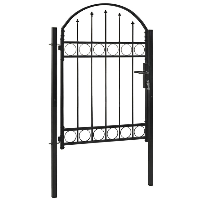 Cancello per Recinzione ad Arco in Acciaio 100x125 cm Nero