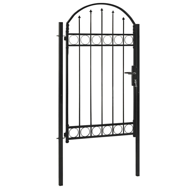 Cancello per Recinzione ad Arco in Acciaio 100x175 cm Nero