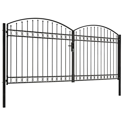 Cancello a Doppia Anta ad Arco in Acciaio 400x200cm Nero