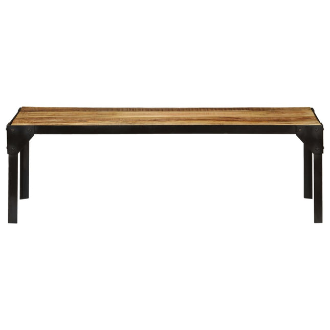 Tavolino da Salotto in Legno Massello di Mango e Acciaio 110 cm