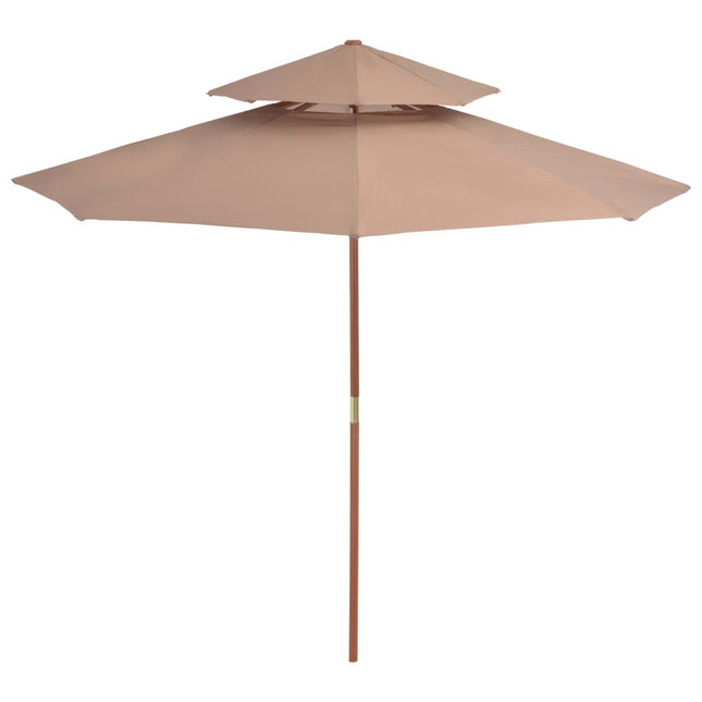 Ombrellone a Due Livelli con Palo in Legno 270 cm Grigio Talpa