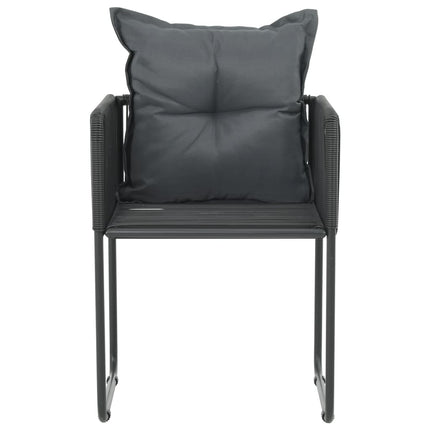 Sedie da Esterno 2 pz con Cuscini in Polyrattan Nere