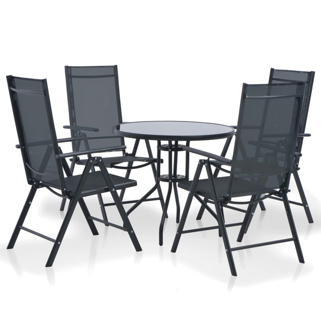 Set da Pranzo da Giardino 5 pz in Alluminio e Textilene Nero