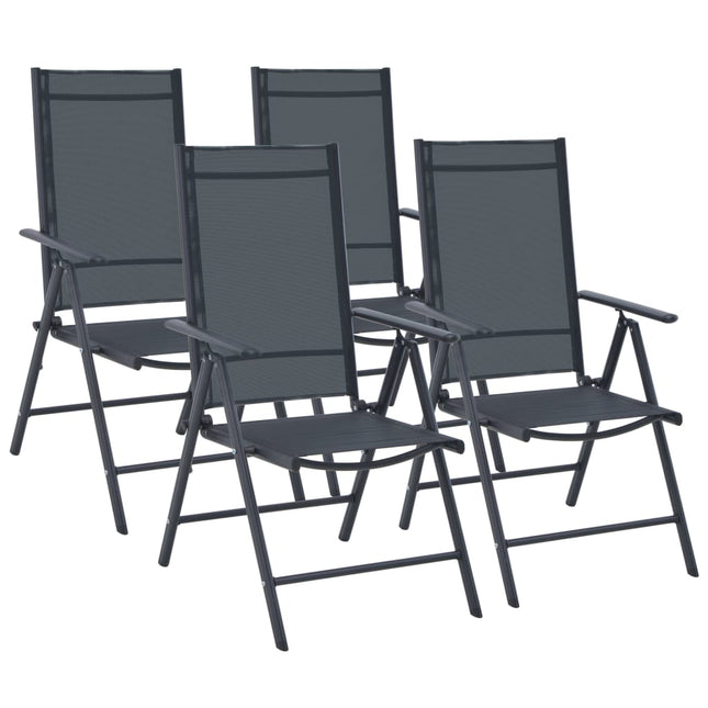 Set da Pranzo da Giardino 5 pz in Alluminio e Textilene Nero