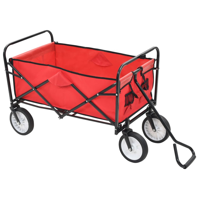 Carrello Pieghevole a Mano in Acciaio Rosso