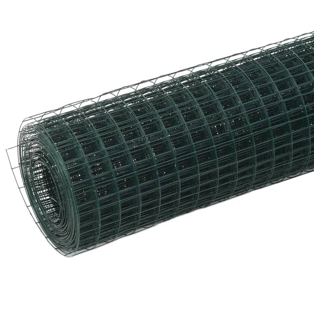 Recinzione in Rete per Pollaio in Acciaio e PVC 25x0,5 m Verde