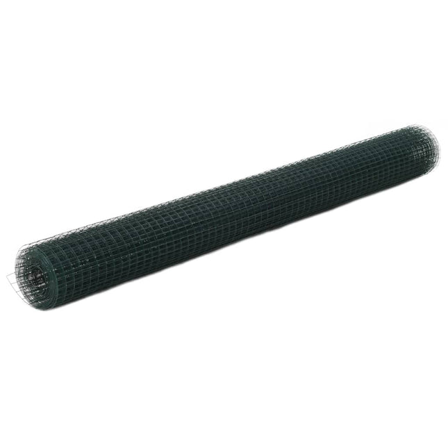 Recinzione in Rete per Pollaio in Acciaio e PVC 25x1,5 m Verde